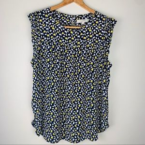 LOFT Lemon Flutter Sleeve blouse, women’s XL